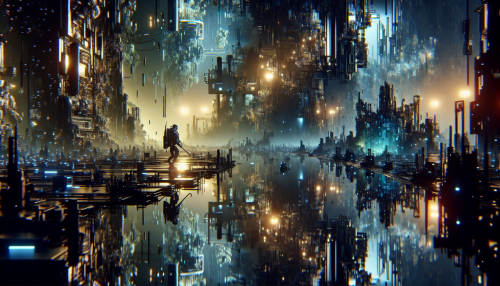 A cinematic depiction of a highly detailed random scene with realistic lighting and reflections. The composition features unexpected elements and intricate details illuminated by dynamic and atmospheric lighting. Reflective surfaces enhance depth and realism, while the theme and style are completely random, creating a visually captivating and immersive environment.