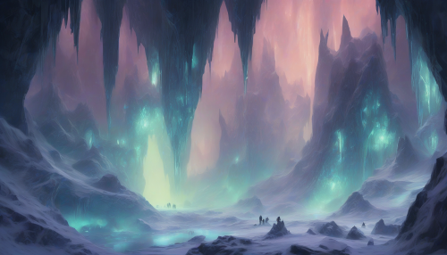 Amongst the crystal formations and frozen waterfalls of the Stellar Ice Caverns, a dense fog of synthetic smog swirls, casting an eerie glow. Neon-lit advertisements pierce the darkness, beckoning weary cybernetic rebels to recharge their credits and upgrade their chassis. The distant hum of orbital lasers echoes through the caverns, a reminder of the war raging above.