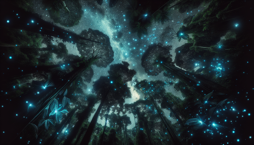 Under the vibrant tapestry of the cosmos, the tropical rainforest emerges as a living tapestry of life, where each leaf shimmers under the glow of distant stars. Here, bioluminescent creatures dance amidst ancient trees, while the whispers of the universe echo through lush foliage, blending the majesty of the heavens with the pulse of Earth’s most wondrous biome.