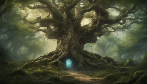 In the heart of a mystical forest, the Ancient Tree of Knowledge stands tall, its gnarled branches whispering secrets to those who seek enlightenment, as leaves rustle with prophecies of a world yet to unfold, guiding seekers through the labyrinth of destiny.