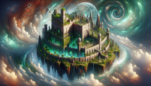 In a breathtaking blend of ancient architecture and futuristic eco-technology, the Eco-Castle stands suspended in a swirling time vortex. This ethereal stronghold glows with bioluminescent flora, harnessing energy from the very fabric of time. As guardians of both history and nature, its inhabitants strive to protect the planet's past and future, battling time itself in their quest for harmony.