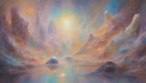 Soft, ethereal light dances across an alien minescape, as impressionist brushstrokes capture the shimmering, iridescent hues of extraterrestrial minerals, inviting the viewer to step into a dreamlike, intergalactic world of wonder.