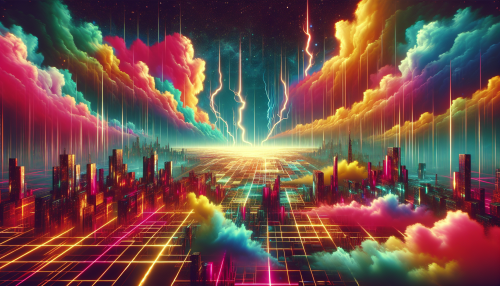 Immerse yourself in a surreal landscape where neon-tinted clouds drift lazily above a shimmering grid. Pulsing electric storms dance in the horizon, their vibrant arcs illuminating a dreamlike cityscape. Retro-futuristic elements blend with glitch art, creating a visual symphony that evokes nostalgia and wonder. This electric realm invites you to lose yourself in its captivating atmosphere.