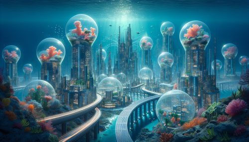 Dive into Coral Metropolis, where futuristic design harmoniously intertwines with vibrant underwater ecosystems. Skyscrapers mimic the intricate forms of coral, glowing with bioluminescent technology. Transparent tunnels connect districts, allowing sea life to flourish alongside human innovation. With sustainable energy sourced from ocean currents, this city embodies a visionary blend of nature and advanced architecture, offering a glimpse into a sustainable future.