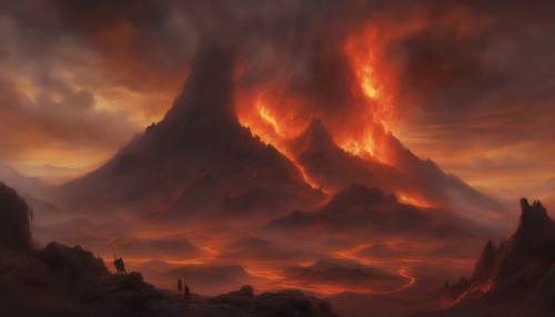 In the heart of the Volcanic Plains, ancient myths and legends unfold amidst smoldering landscapes and fiery skies, where primal forces shape the destiny of a realm born from flames and ash.