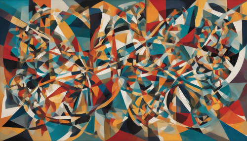 A kaleidoscope of geometric shapes, bold colors, and fragmented forms blend in a swirling dance, evoking the pioneering spirit of Picasso, with intricate textures and abstract patterns that challenge perception and ignite imagination.