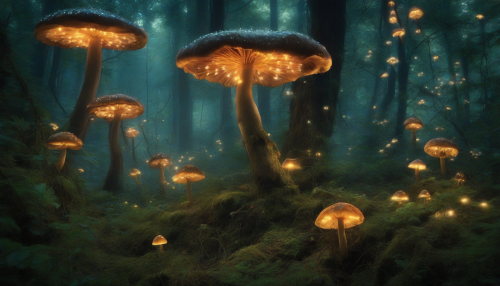 Towering trees with glowing mushrooms and twinkling fireflies transport viewers to an enchanted realm, as documentary photography captures the forest's ancient magic, revealing hidden wonders and secrets within the dense foliage.