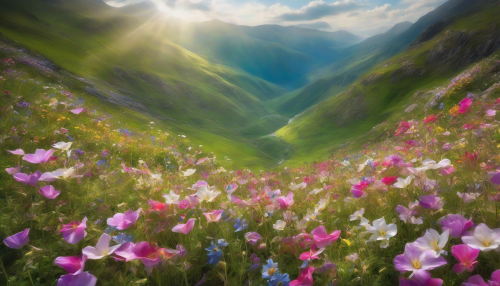 Soft petals unfold in Hidden Valley of Flowers, where sunbeams dance and gentle breezes whisper secrets, as vibrant blooms embody the essence of hope and dreams, filling the air with sweet fragrance and promise.