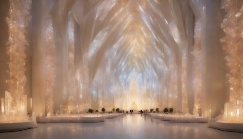 A majestic Underground Crystal Cathedral filled with loving energy, where delicate crystals reflect the warmth of family bonds, and soft luminescence illuminates the path to heartfelt connections and cherished memories.