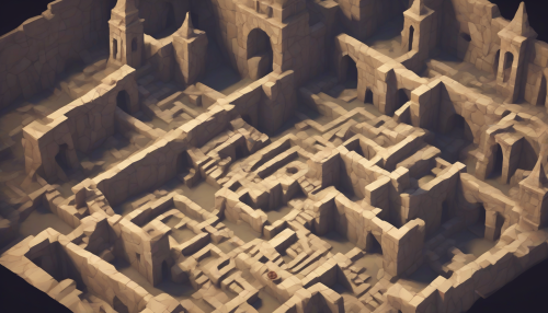 Explore a mystical, low-poly labyrinth, where ancient secrets slumber beneath crumbling stones and flickering torches cast eerie shadows, inviting adventurers to unravel the mysteries hidden within its forgotten, underground passages.