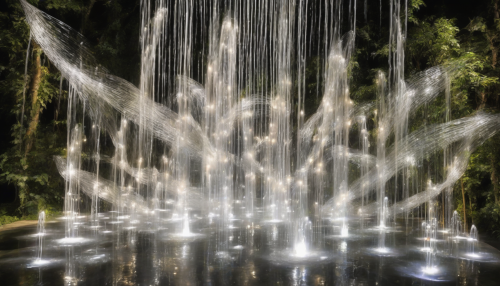 The Kinetic Art style comes alive with Enchanted Waterfalls, where shimmering droplets dance and swirl, creating a mesmerizing display of movement and light, as if the water itself is performing a choreographed ballet, hypnotizing all who gaze upon its dazzling beauty.