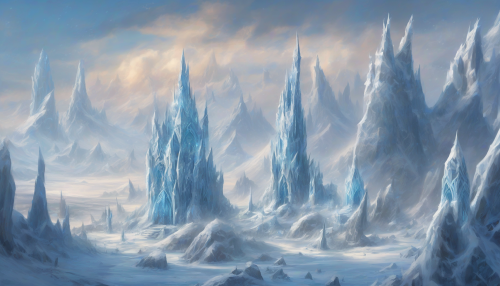 Ice-encrusted spires pierce the sky, as frozen guardians, adept ice mages and brave warriors, work together to protect the tundra's icy expanse, mastering the elements to preserve the delicate balance of their harsh yet breathtaking environment.