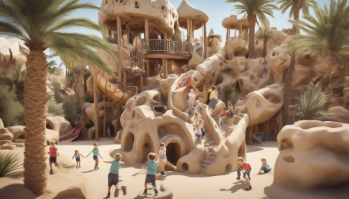 Immerse yourself in a timeless adventure where play meets history in the Desert Oasis Playground. This unique space is inspired by age-old desert ruins, featuring sandstone-like play structures and slides modelled after ancient dilapidated towers. Kids can dig for fossils in the sandy play area, or climb the pyramid climbing wall. Oases-themed water play zones with palm tree sprinklers provide a delightful respite from the heat. It's a place where mind-stimulating leisure and free-spirited play blend seamlessly with the timeless allure of the desert ruin theme.