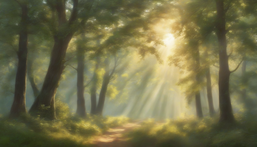 Softly swaying trees and warm sunlight filter through, embracing loved ones in a serene atmosphere, as gentle whispers of affection and comfort echo through the forest, nurturing a sense of togetherness and tranquility.