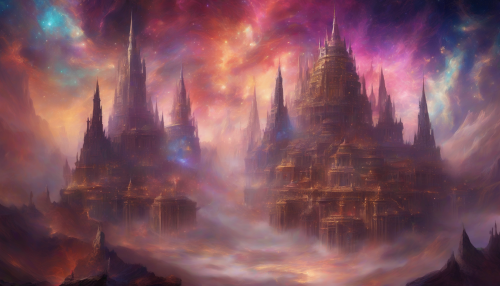 Amidst swirling cosmic clouds, the Nebula Crown Palace shines, its luminous spires piercing the fabric of time, where ancient memories and forgotten lore converge in an eternal dance of wonder and discovery.