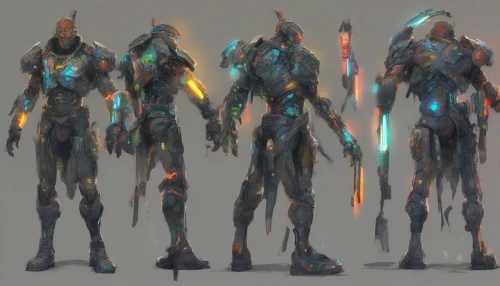 In a dystopian future, a seasoned veteran stands tall, his chiseled face marked by scars that tell tales of countless battles. His right arm, replaced by an intricate cybernetic limb, glows softly with pulsating neon lights. The warrior's battle-worn armor, adorned with scratches and patches, complements the high-tech enhancements, embodying a fusion of grit and advanced technology. A backdrop of ruins hints at the chaos he has survived.