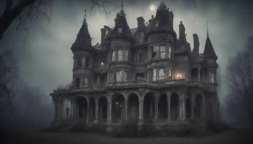 Picture a grand, dilapidated mansion shrouded in mystery, its towering spires piercing the foggy night sky. Flickering candlelight casts dancing shadows across the ornate, dust-covered furniture within. Cobwebs hang from cracked chandeliers, and a sense of eerie stillness envelops the air. In the distance, ghostly whispers echo softly, while an ancient portrait seems to watch your every move, inviting you deeper into the mansion’s haunting secrets.