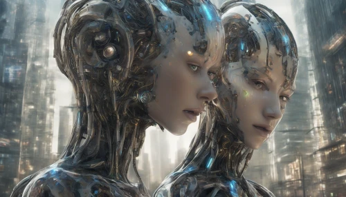 Imagine a striking android with fluid, human-like features that seamlessly merges technology and humanity. Its skin glows softly with intricate circuits of light, pulsating gently like a heartbeat. The eyes are a mesmerizing blend of organic and digital, radiating intelligence. Set against a sleek, dystopian city backdrop, this image captures the essence of a new era where beings are an amalgamation of flesh and machine, inviting viewers to ponder the future of existence.