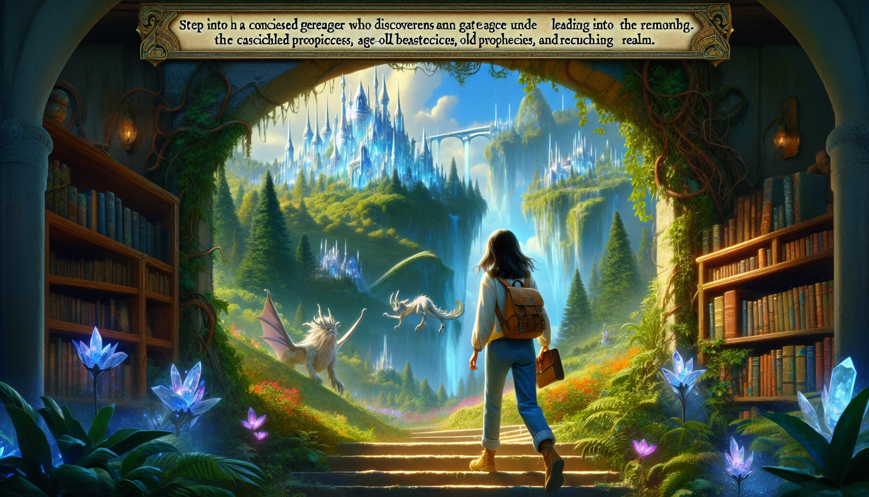 Step into a world where the ordinary meets the extraordinary, as a reluctant teenager stumbles upon a hidden portal that transports them into a vibrant, magical kingdom. Here, towering crystal castles glimmer beneath a cerulean sky, and mythical creatures roam the lush landscapes. Guided by a quirky mentor, our hero must navigate through enchanted forests, ancient prophecies, and formidable foes to discover their true destiny and save this enchanting realm.