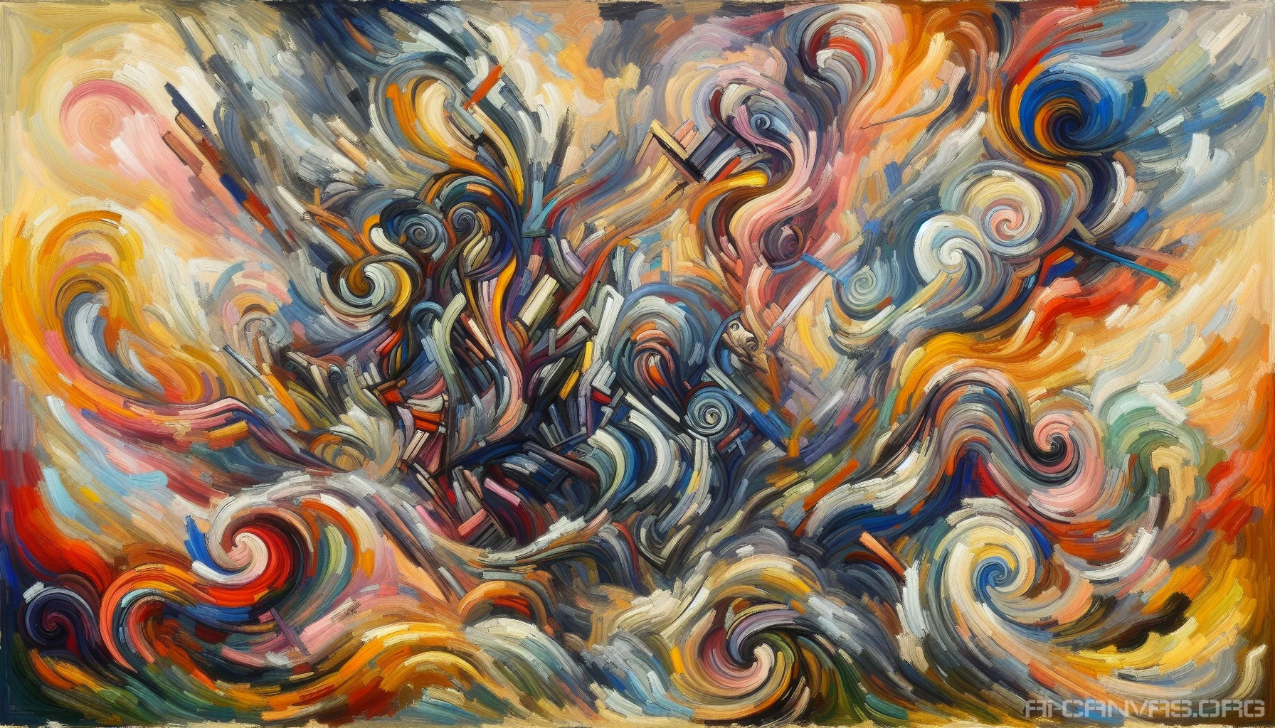 Create a striking expressionist painting bursting with vibrant colors and dynamic brushstrokes. The scene should depict an abstract representation of human emotions, featuring swirling shapes and exaggerated forms that evoke feelings of joy, sadness, and chaos. Incorporate contrasting colors to highlight the intensity of emotions, drawing the viewer into a captivating world where feelings take precedence over realism, inviting personal interpretation and reflection.
