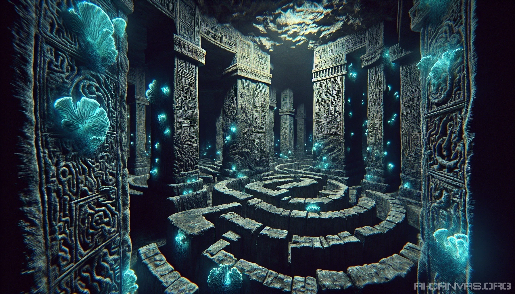 Immerse yourself in the eerie ambiance of an ancient underground labyrinth, where twisting stone corridors echo with whispers of the past. Bioluminescent fungi cling to damp walls, casting an otherworldly glow over hidden chambers filled with archaic relics and forgotten secrets. Shadows dance as flickering torches illuminate intricate carvings, creating an atmosphere thick with suspense and intrigue, inviting exploration into the depths of this forgotten world.