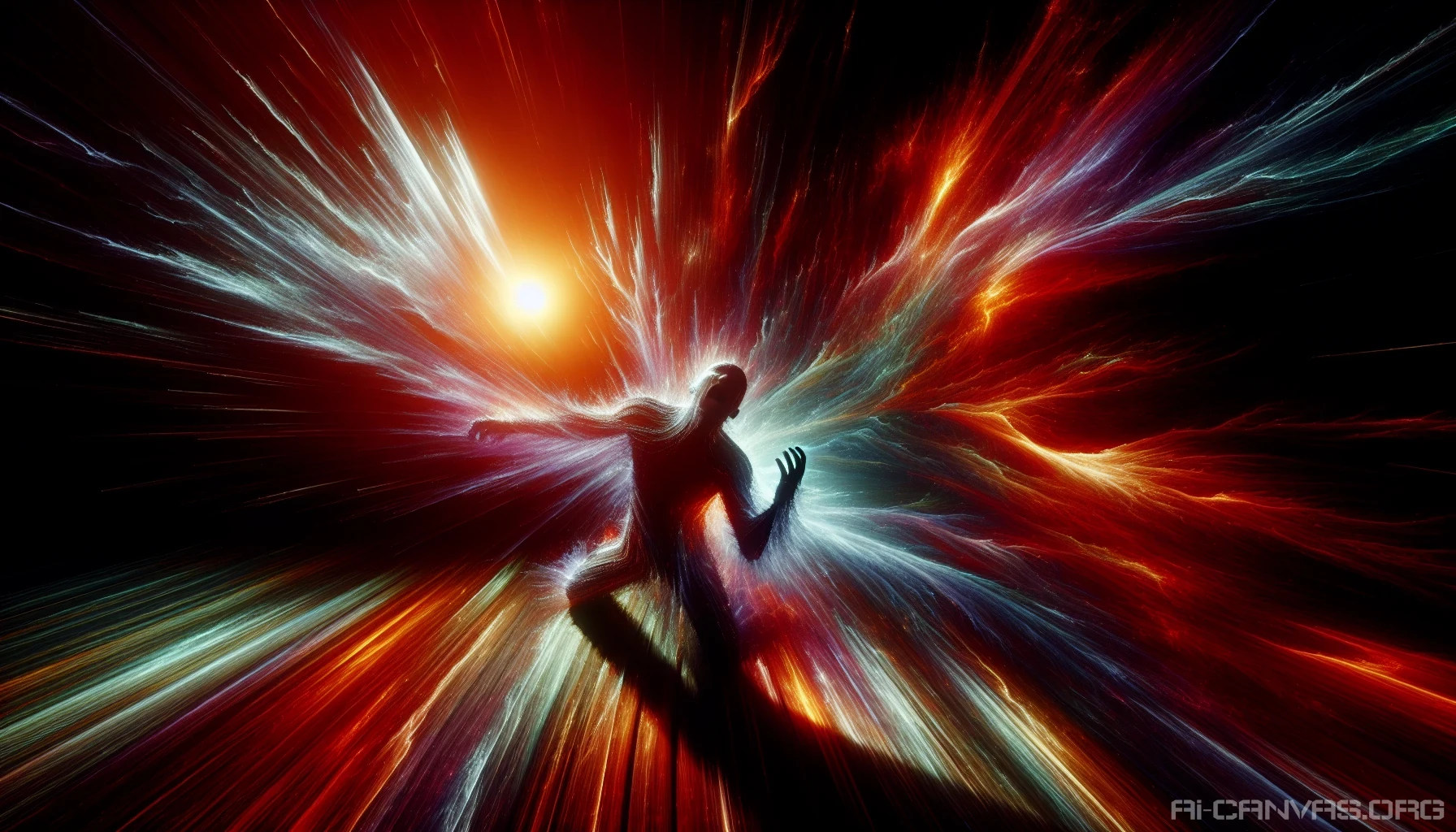A tempestuous scene unfolds, showcasing a figure caught in a visceral emotional outburst. Dramatic, high-contrast lighting slices through the darkness, highlighting the intensity of the expression. Shadows dance around, creating a whirlwind of chaos, while hints of vibrant colors clash in the background. The atmosphere vibrates with tension, inviting the viewer to feel the raw, unfiltered power of anger manifesting in the moment.