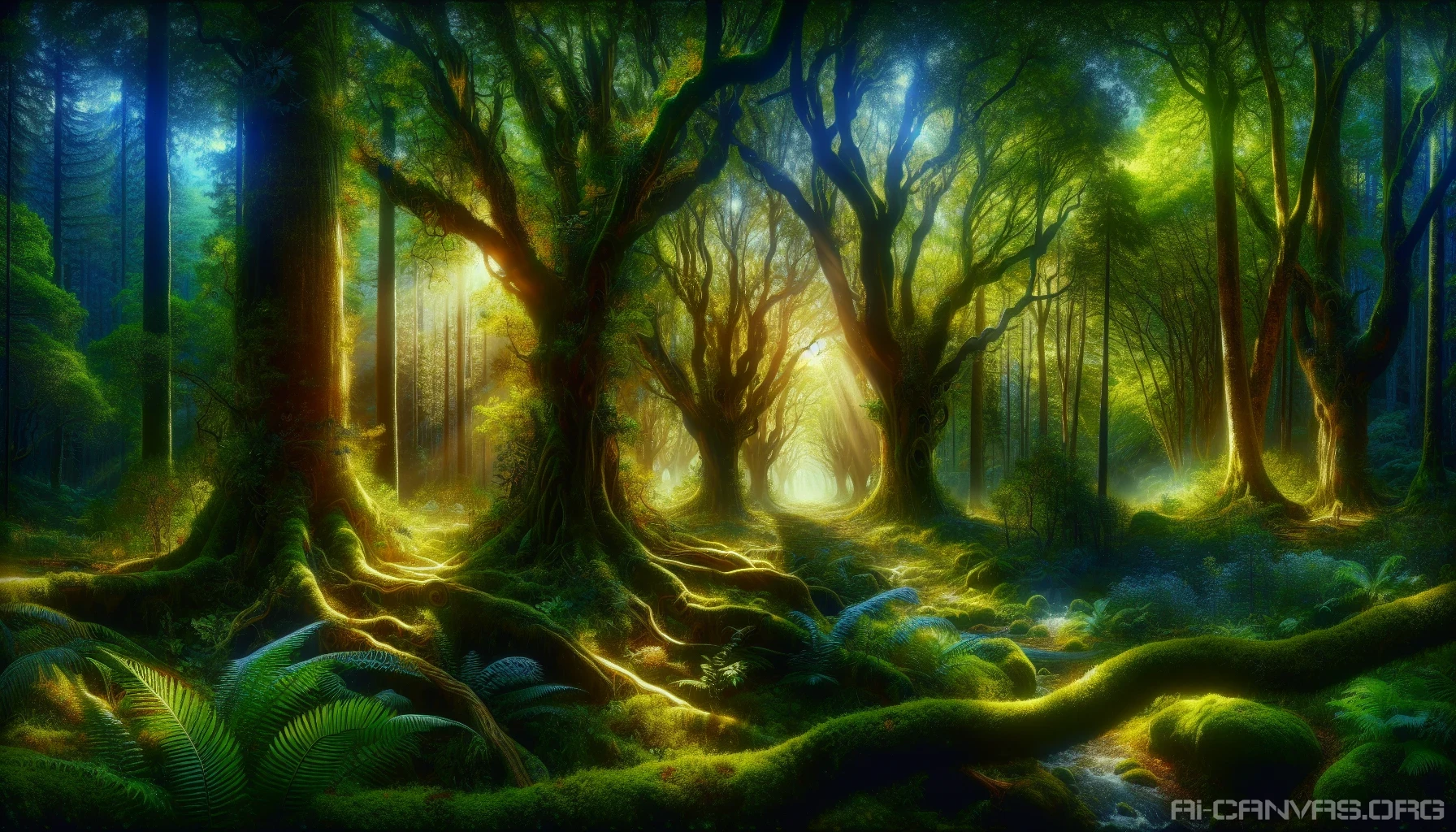 Immerse yourself in a mystical forest where ancient trees entwine with vibrant flora, their leaves shimmering in hues of emerald and gold. Ethereal whispers float through the air, as soft mist dances between the trunks, revealing hidden paths and playful woodland creatures. Sunlight filters through the canopy, casting dappled shadows on a carpet of moss, creating an enchanting atmosphere that beckons exploration and wonder.