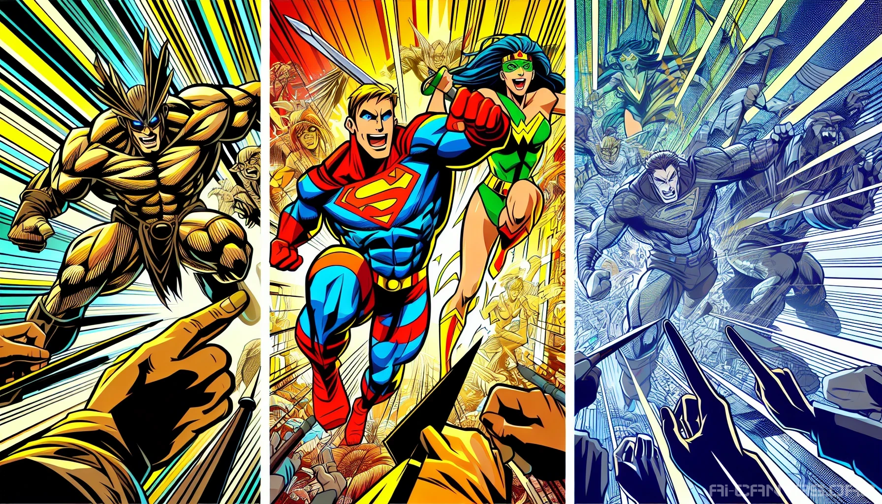 Dive into a dynamic world where vibrant anime characters burst to life through striking, bold outlines. This artwork captures the essence of classic comic-style illustration, blending vivid colors with action-packed poses. Expect exaggerated expressions, intricate backgrounds, and a sense of movement that pulls you right into the heart of the scene, inviting viewers to experience the thrill and excitement.