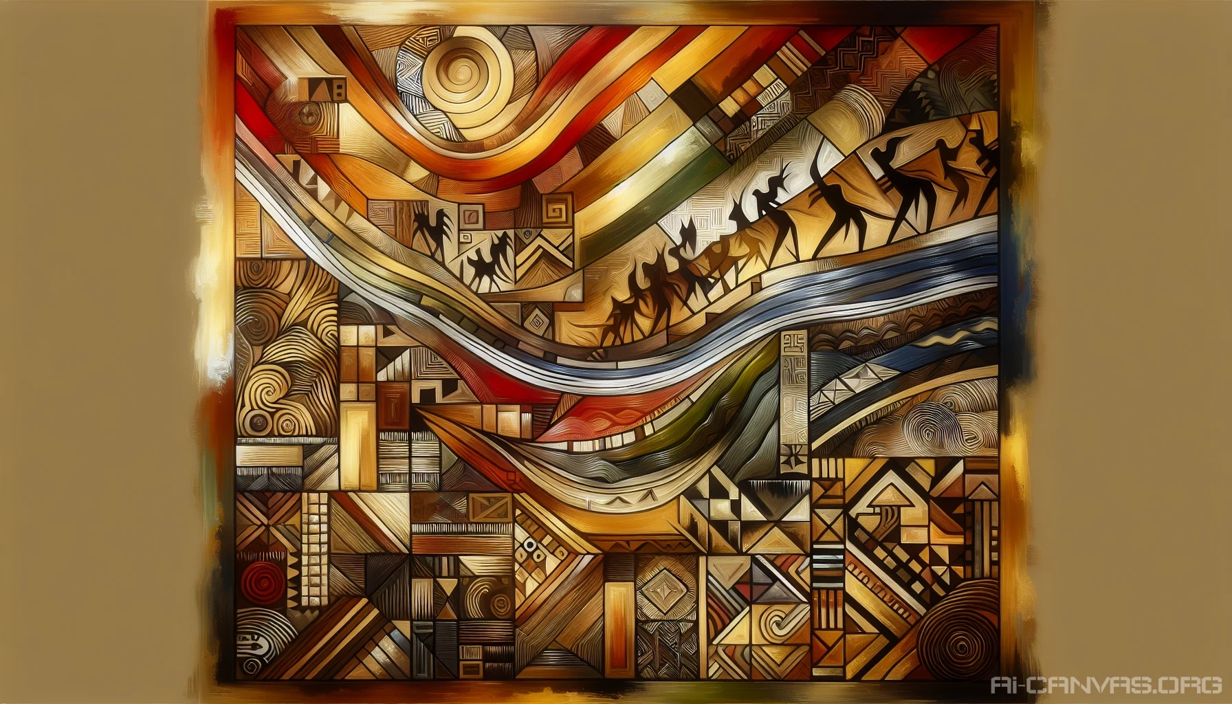 Imagine a bold canvas bursting with the essence of tribal African art, where intricate patterns and vivid colors intertwine to tell stories of heritage and tradition. Geometric shapes dance across the surface, infused with the earthy tones of ochre and deep reds, while symbols of nature and ancestral spirits emerge in a rhythm of creativity. This artwork invites viewers to explore the depths of culture and connection.