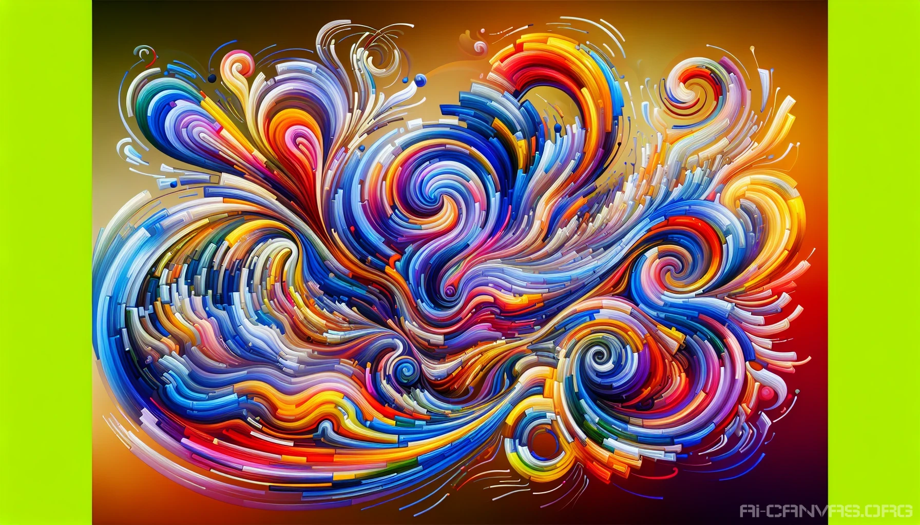 A vibrant artwork that captures the essence of kinetic art, featuring swirling forms and interlocking shapes that seem to dance and move with energy. Vivid colors blend seamlessly, creating a sense of fluidity and rhythm. The piece invites viewers to experience the illusion of motion, where each glance reveals a new perspective, immersing them in a world where art and dynamism unite.