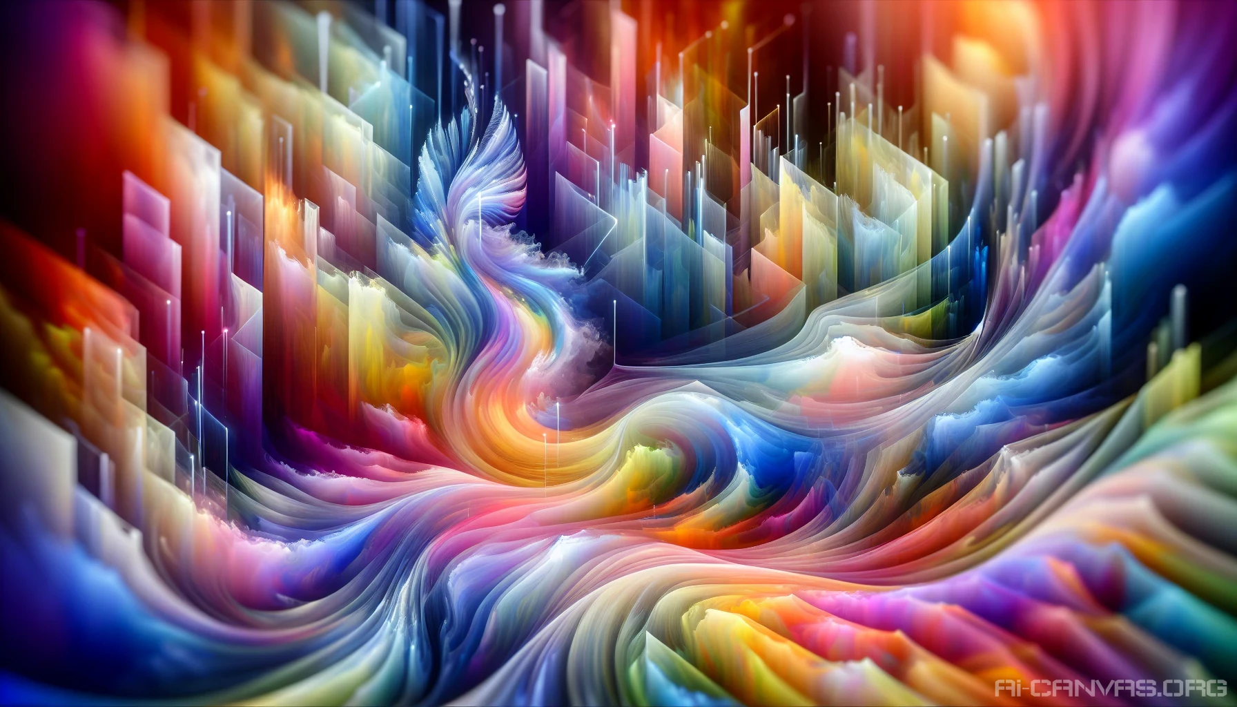 Imagine a mesmerizing scene where vibrant colors intertwine in abstract shapes, creating a visual symphony. Wisps of soft pastels blend seamlessly with bold, saturated hues, crafting a dreamlike atmosphere. Geometric patterns emerge and dissolve, inviting the viewer to lose themselves in this captivating interplay of aesthetics. Each element speaks with a silent charm, evoking emotions without a narrative, leaving room for personal interpretation and reflection.