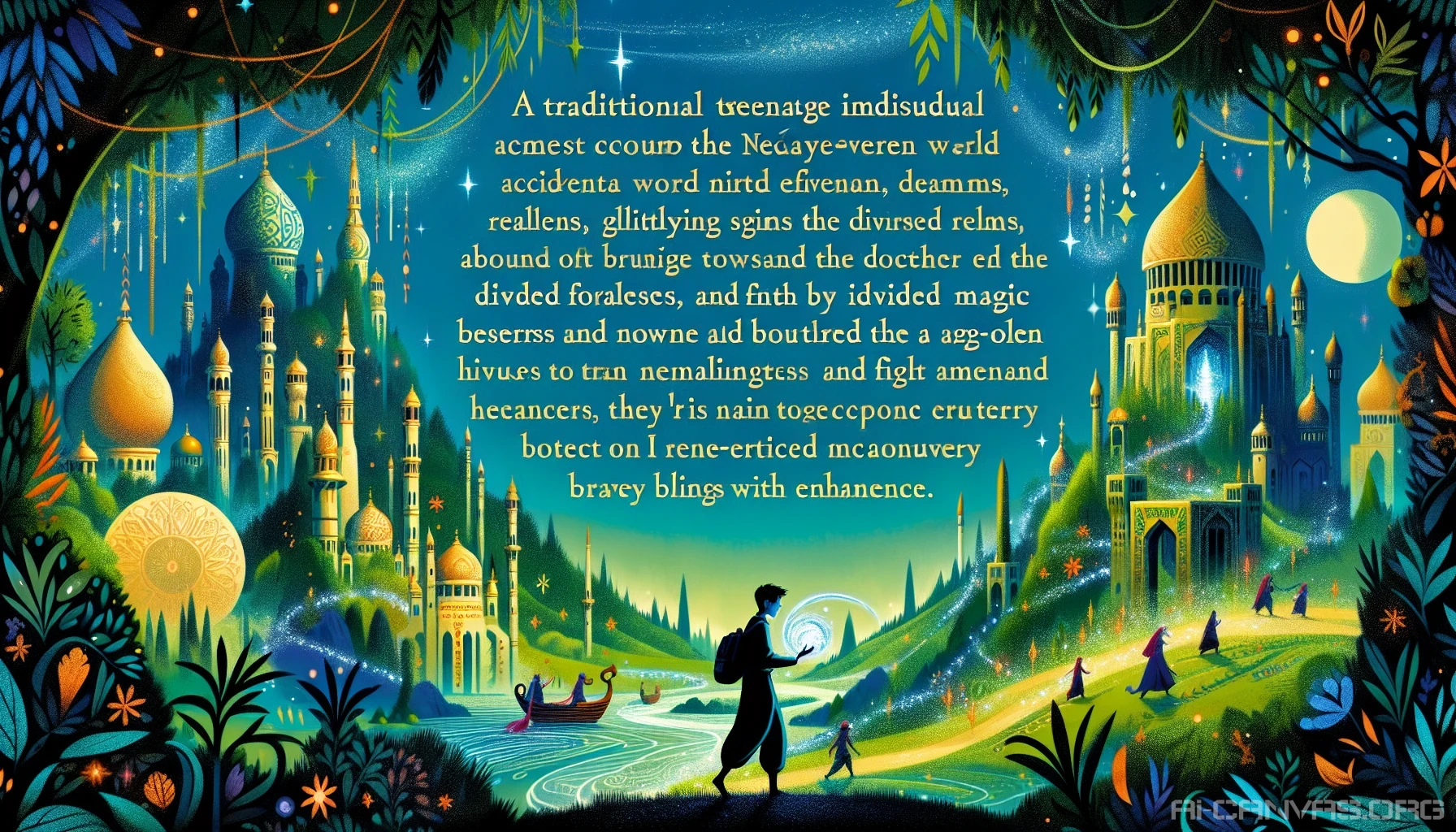 An ordinary teenager stumbles into a vibrant, enchanted realm filled with lush forests, sparkling rivers, and towering castles. Surrounded by mystical creatures and wise wizards, they quickly learn of their destiny to unite the fractured kingdoms and combat an ancient evil. As they harness newfound abilities and forge friendships, they embark on an unforgettable adventure where courage and magic intertwine.