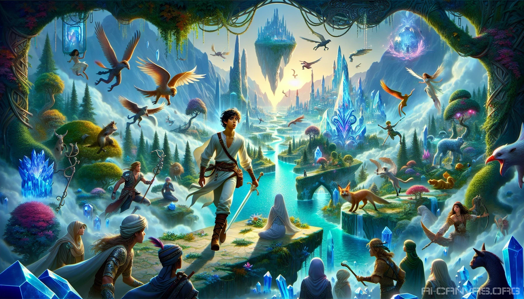 A young hero is transported to a vibrant kingdom filled with breathtaking landscapes, from enchanted forests to soaring crystal mountains. As they explore this new world, they encounter whimsical creatures, ancient prophecies, and powerful allies. Amidst the lush flora and ethereal magic, they must navigate challenges that test their courage and wit, unveiling the secrets of this mystical realm and their true destiny.